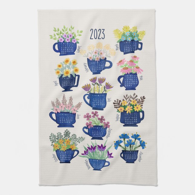 Flores de toalla de té en tazas de té 2023 para lo (Vertical)