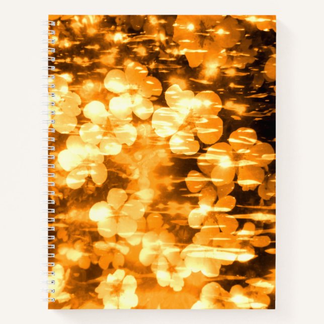 Flores de tono naranja bonito abstracto Cuaderno d (Anverso)