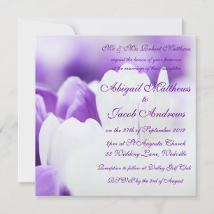 Flores de tulipano morado y blanco - Invitación a 