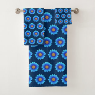 Flores de Turquesa Elegantes sobre Azul de Prusia