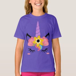 Flores de unicornio Chica camiseta morada