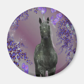 Flores de unicornio negras imán de fantasía