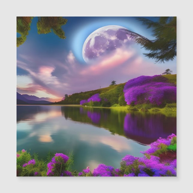 Flores de urce Reflexión sobre la luna y el lago (Anverso)