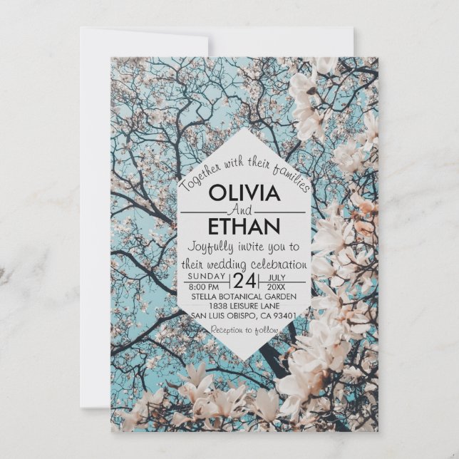 Flores de verano otoño rosa Invitación a la boda (Anverso)