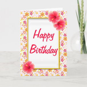 Flores de verano rosas y amarillas tarjeta de cump