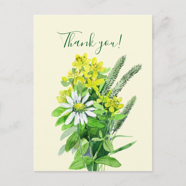 Flores de verano silvestres, tarjeta de agradecimi (Anverso)