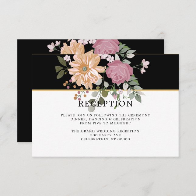 Flores de verano | Tarjeta de recepción de bodas (Anverso / Reverso)