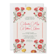 Flores de vintage de la invitación a la boda de Co