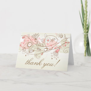 Flores De Vintage Whimsical Gracias Tarjeta