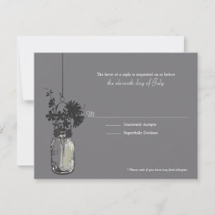 Flores de wid de tarjetas RSVP y Mason Jar