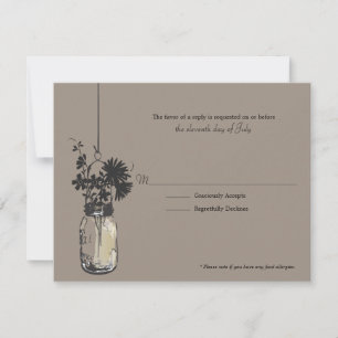 Flores de wid de tarjetas RSVP y Mason Jar
