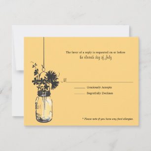 Flores de wid de tarjetas RSVP y Mason Jar