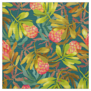 Flores de Wlid Protea Tela Verde azulada