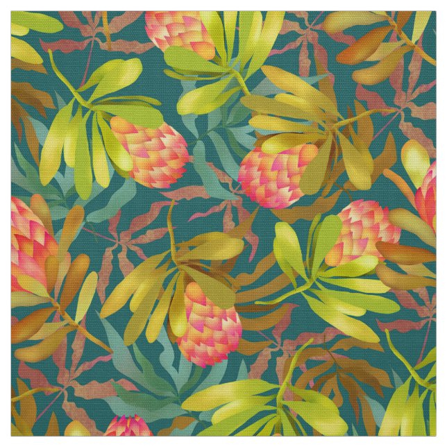 Flores de Wlid Protea Tela Verde azulada (Retal)