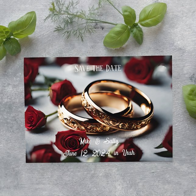 Flores Decorativas Bohemias Rojas para Anuncio de  (wedding invitation, wedding template, rsvp card, photo save the date)