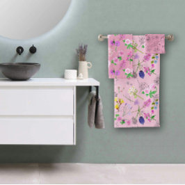 Flores del campo sobre rosa