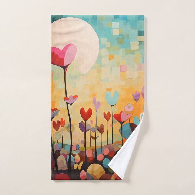 Flores del corazón paisaje abstracto (Toalla de mano)