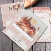 Flores del desierto sobre la invitación a la boda 