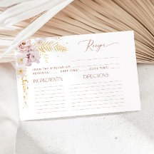 Flores del jardín de Boho tarjeta de receta para l