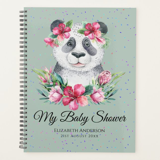 Flores del planificador de Baby Shower Boho Panda (Anverso)