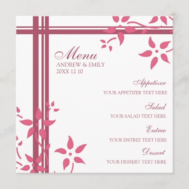 Flores del rosa de la madreselva del menú de la (Anverso)