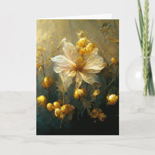 Flores Delicadas en tarjeta de felicitación Golden
