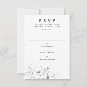Flores dibujando elegante matrimonio mínimo RSVP
