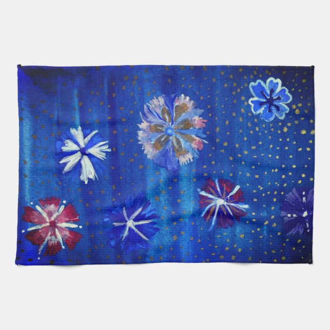 Flores dibujando toalla de té de la forma de la pr (Horizontal)