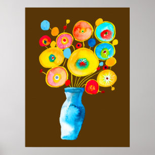Flores divertidas arte acuarela