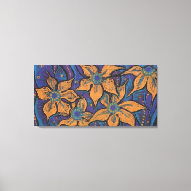 Flores doradas, arte floral abstracto, naranja púr (Anverso)