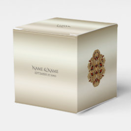 Flores doradas caja de Favor de Gemstone Rojo