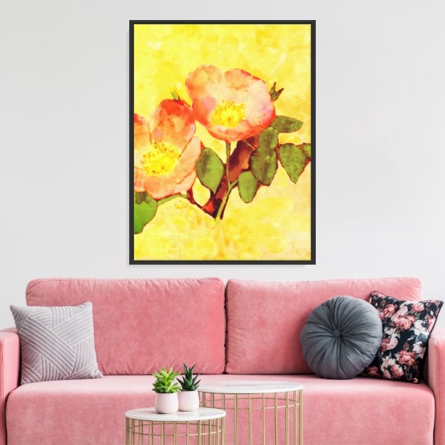 Flores Dulces de Briar Hojas Verdes Arte (Insitu (Sala de estar))