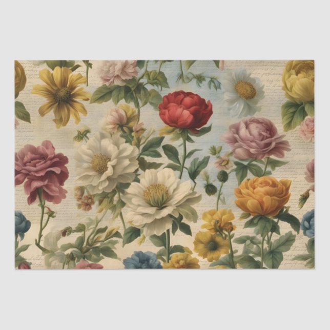 Flores eclécticas Papel de escritura antiguo (Anverso)