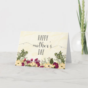 Flores elegantes acuarela de la tarjeta del día de