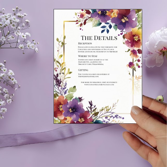 Flores Elegantes de Acuarela Tarjeta de Detalles (Subido por el creador)