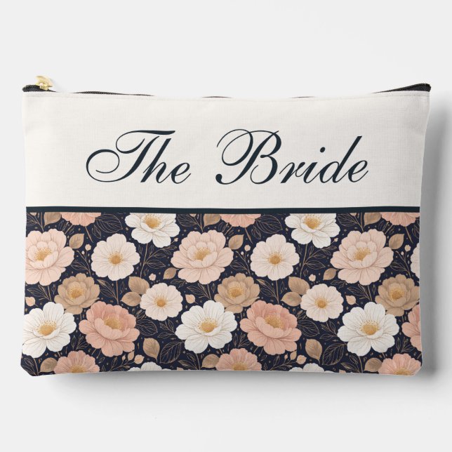 Flores Elegantes en Bolsa de Maquillaje de Novia A (Anverso)