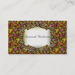 Flores elegantes, tarjetas de negocios de fruta y 