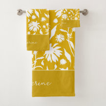 Flores elegantes y modernas en amarillo mostaza