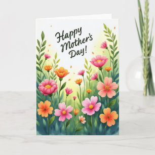 Flores en Acuarela Tarjeta para Mamá