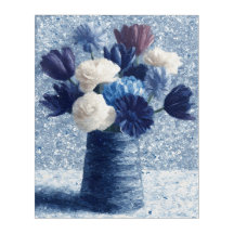 Flores en Azul Mañana | Acrílico Floral Texturizad