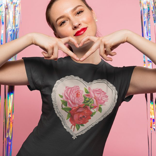 Flores en camiseta del corazón (Flowers in Heart Womens T-shirt)
