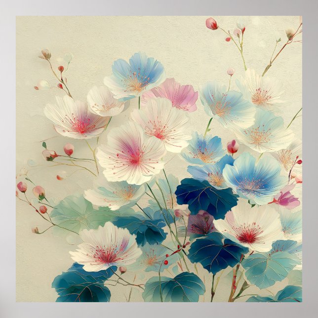 Flores en Flor - Arte Botánico Suave en Pastel #1 (Frente)