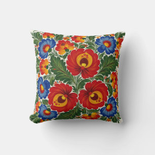 Flores en la almohada al estilo Petrykivsky ucrani