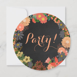 Flores en la invitación de la fiesta de la ronda d