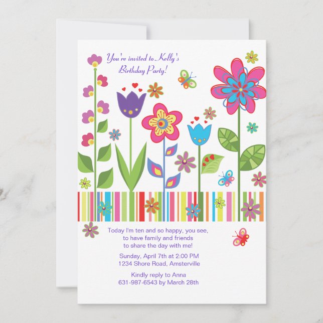 Flores en la invitación del jardín (Anverso)