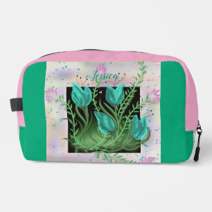 Flores en la pared, Verde azulada bolsa personaliz