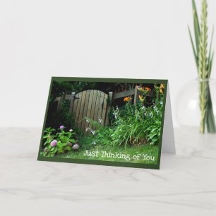Flores en la puerta del jardín - Tarjeta en blanco