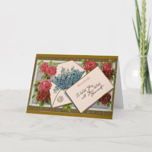Flores en la tarjeta de correo-cumpleaños