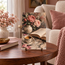 Flores en Mesa de Café Arte Impreso