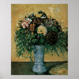 Flores en un florero azul por arte del vintage de